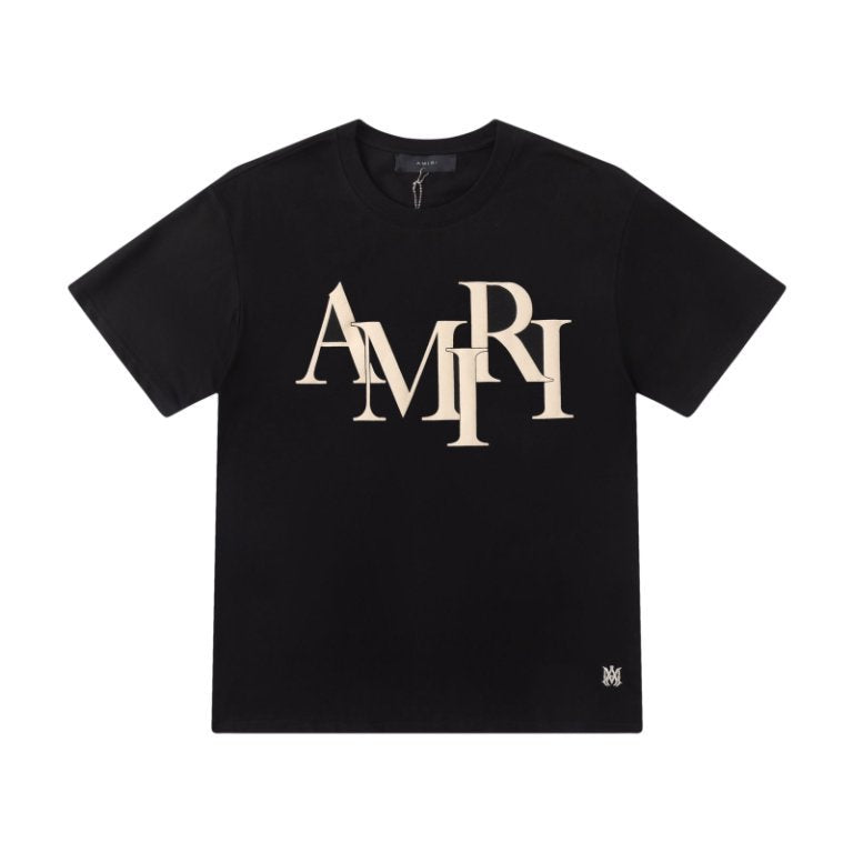 Amiri Velvet Foam Letter Graphic Crew Neck Short Sleeve T Shirt