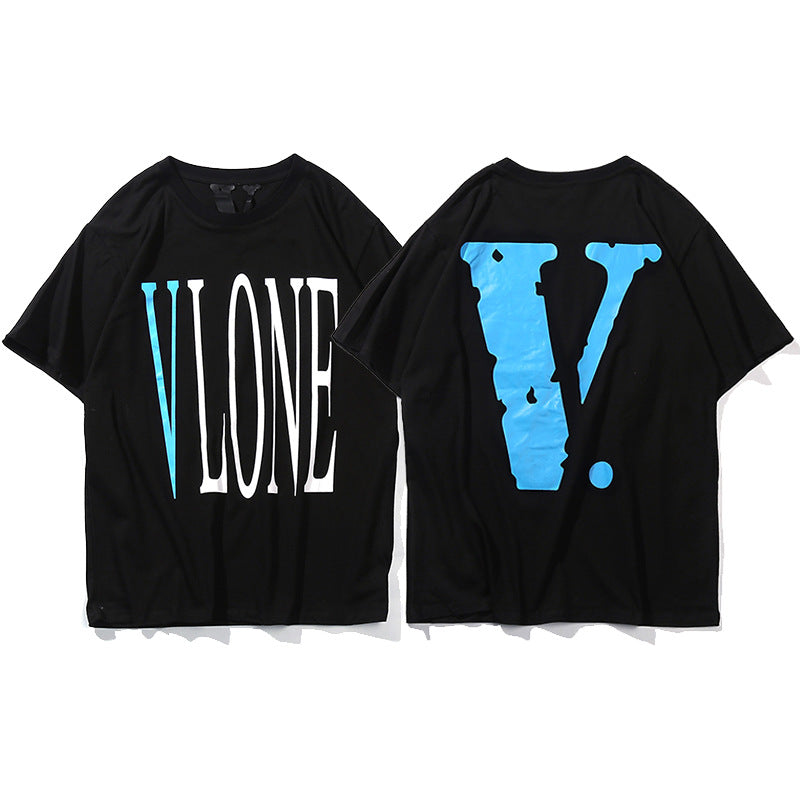 Vlone Big V Letter Graphic Print Short Sleeve Tee Streetwear Unisex