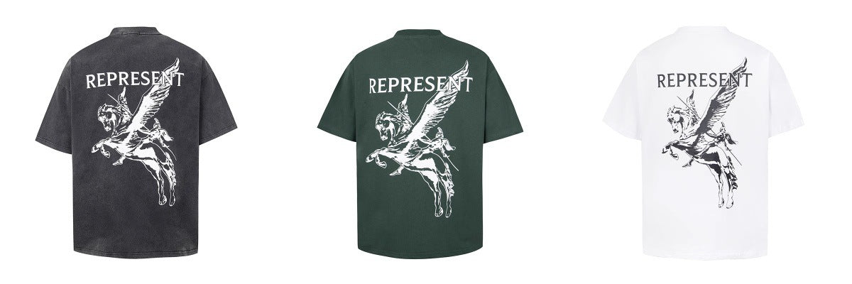 Represent Shark Washed Graphic Oversized Tee Streetwear Unisex