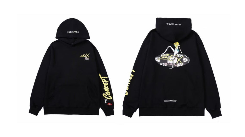 Chrome Hearts Gothic Graphic Print Pullover Hoodie Streetwear Unisex