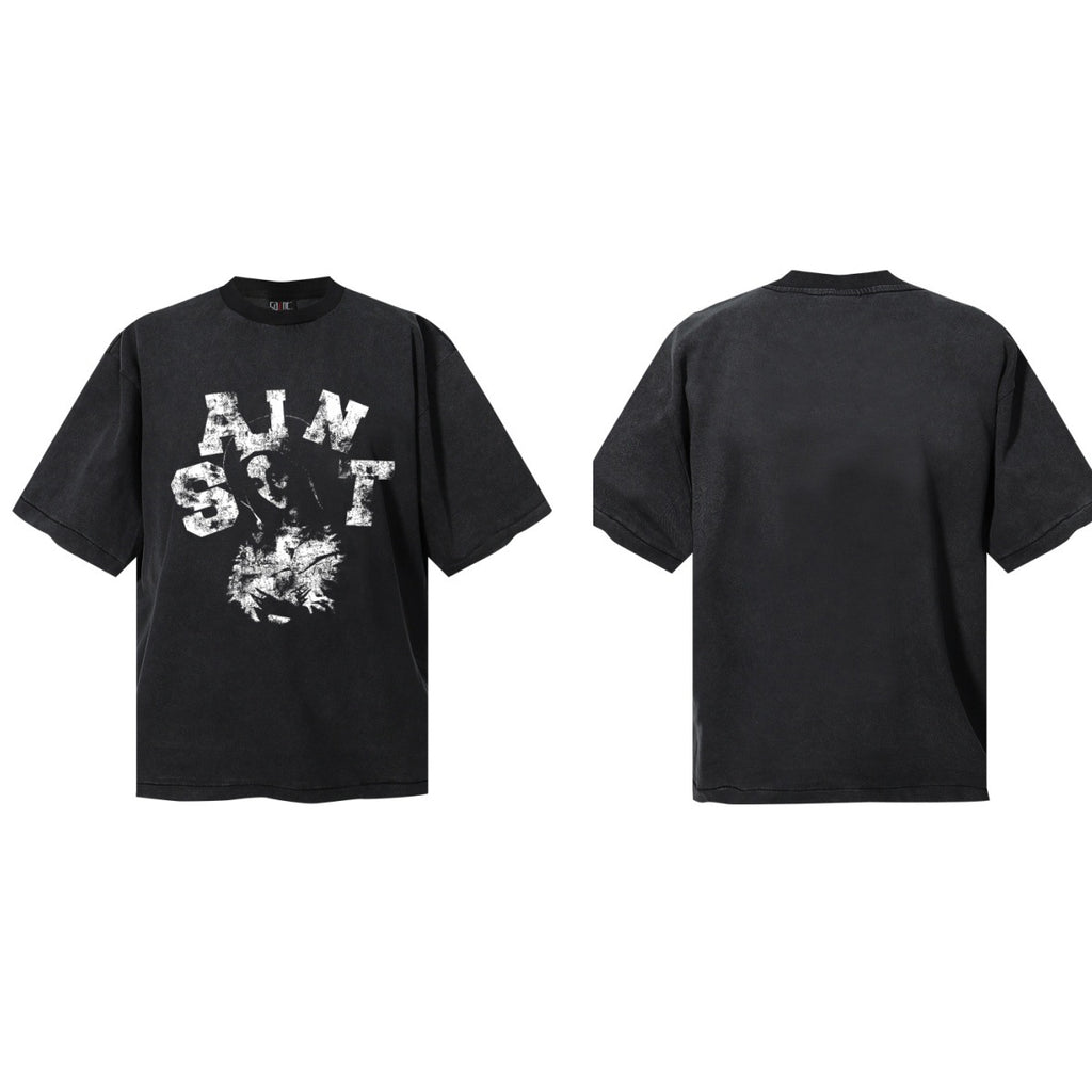 Saint Michael Vintage Washed Graphic Print Loose Streetwear T-Shirt