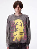 SSSAINT LOUIS Saint Graphic Distressed Washed Crewneck Sweatshirt