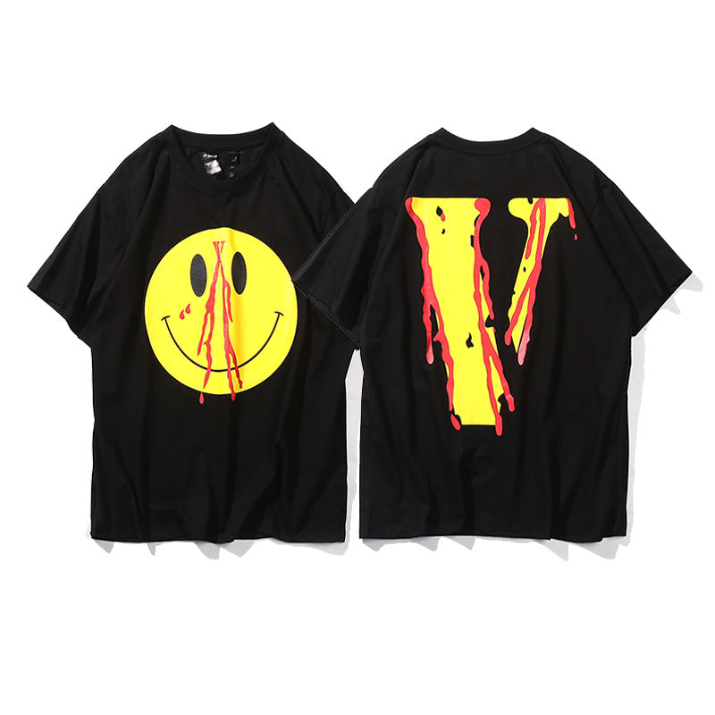 Vlone Big V Letter Graphic Print Short Sleeve Tee Streetwear Unisex
