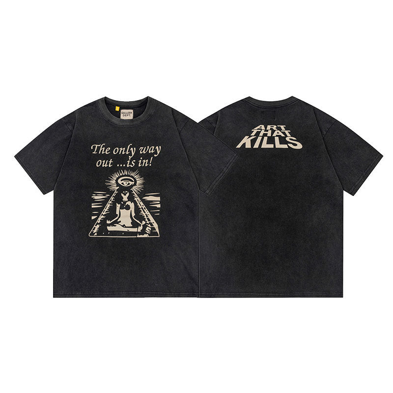 Gallery Dept Vintage Washed Graphic Short Sleeve Tee Streetwear Unisex