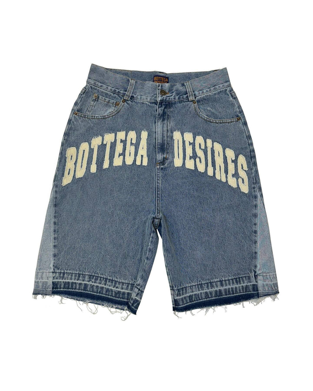 Bottega Desires Y2K Baggy Frayed Hem Denim Jort Shorts