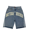 Bottega Desires Y2K Baggy Frayed Hem Denim Jort Shorts