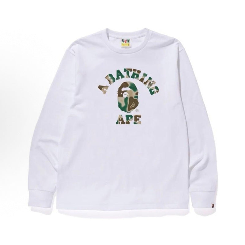 Bape Baby Milo Camo Ape Head Graphic Oversized Long Sleeve Tee Street