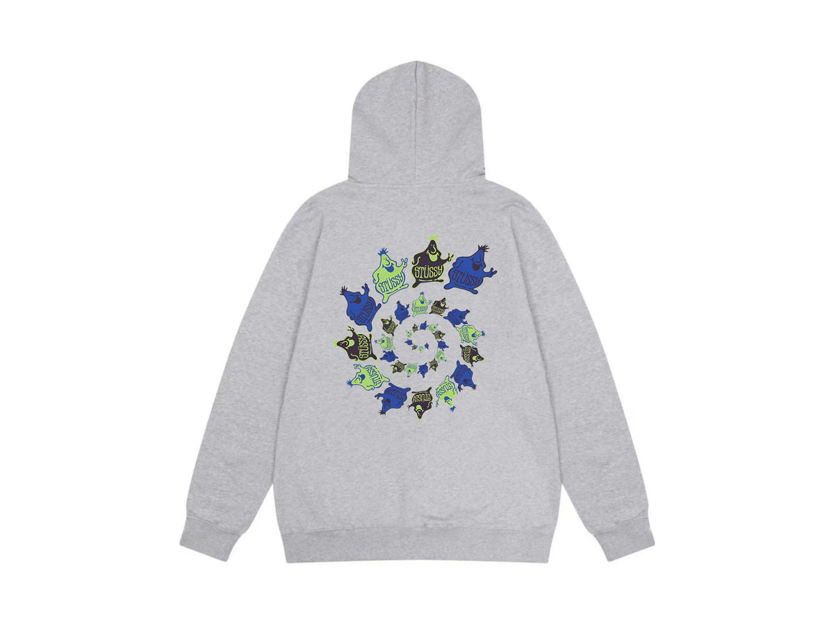 Stussy Zip Up Hoodie Multi Graphic Letter Print Streetwear Jacket