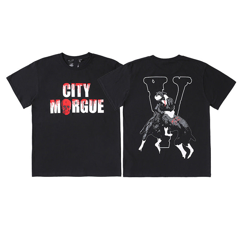 Vlone Big V Letter Graphic Print Short Sleeve Tee Streetwear Unisex