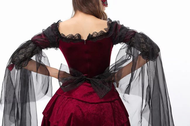 Halloween Women Gothic Vampire Witch Devil Cosplay Costume Party Dress Set