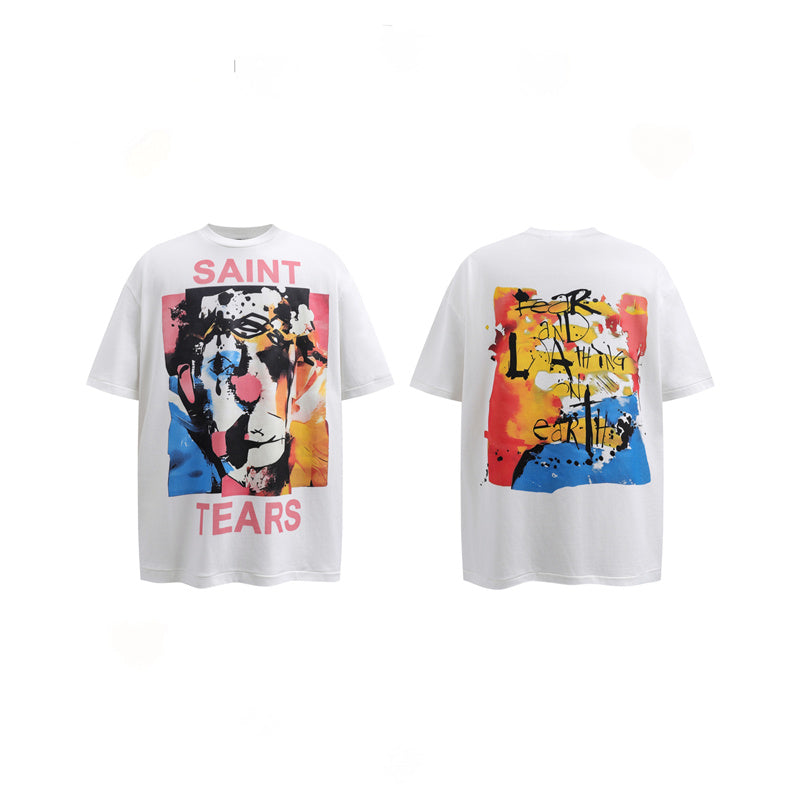 Saint Michael Vintage Washed Distressed Hole Loose Streetwear T-Shirt