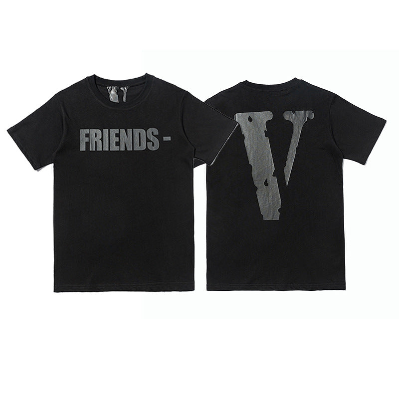 Vlone Big V Letter Graphic Print Short Sleeve Tee Streetwear Unisex