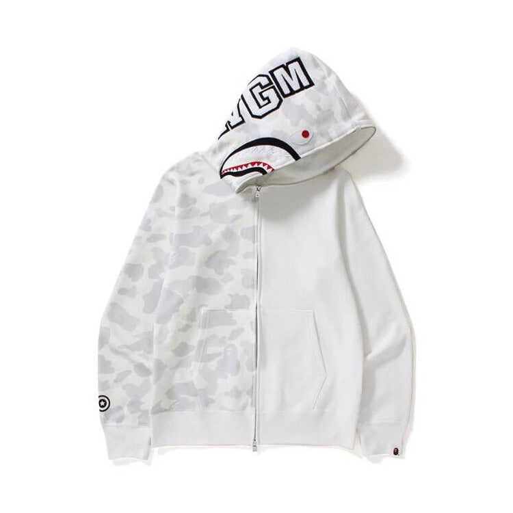 BAPE Shark Camo Print Full Zip Streetwear Hoodie Unisex
