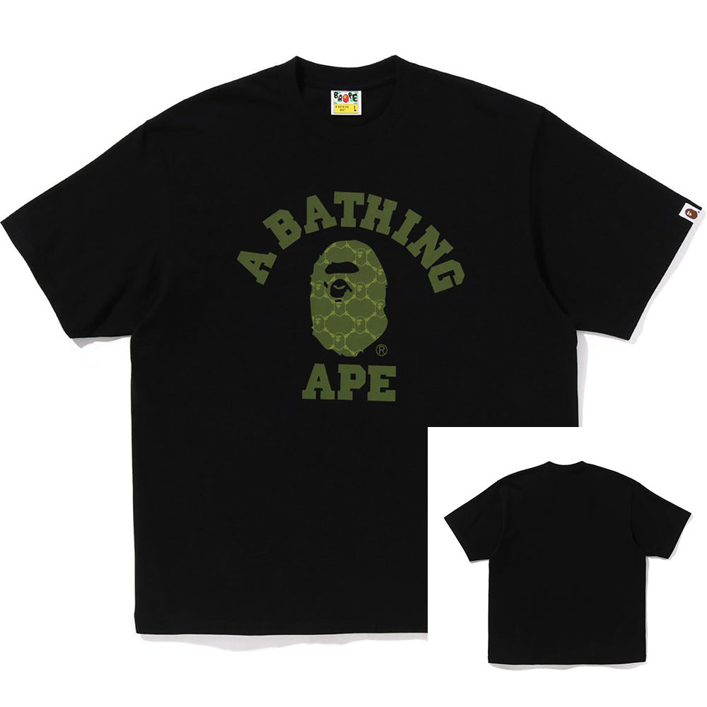 BAPE Shark Ape Head Camo Print Crew Neck Short Sleeve T‑Shirt Unisex