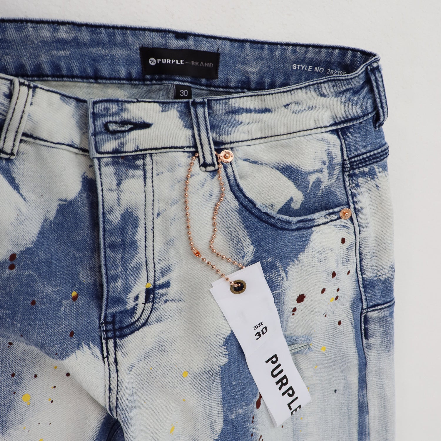 Purple Brand Brush Paint Distressed Denim Shorts Unisex