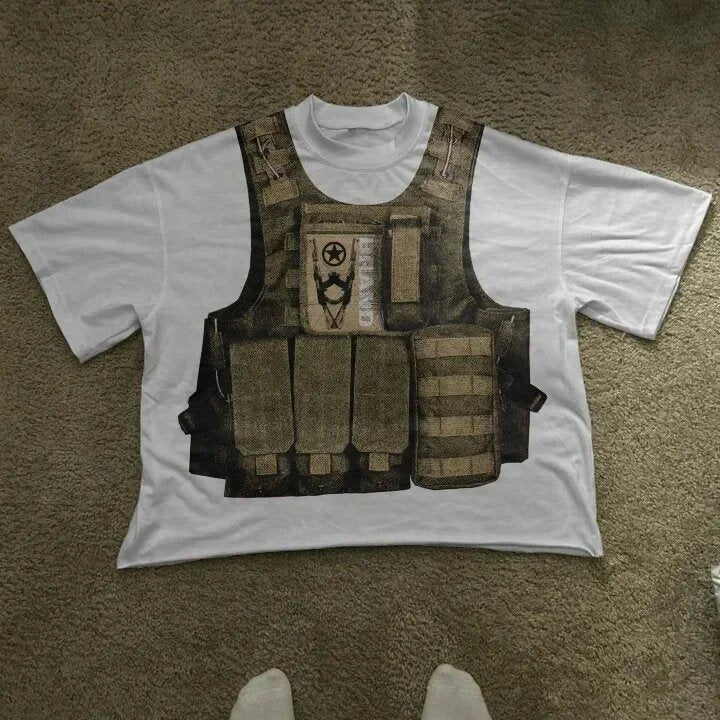 Y2K Tactical Military Graphic Unisex Oversized Streetwear Cotton Tee