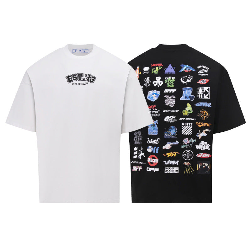 Off White Arrow Graphic Print Crew Neck Unisex T Shirt