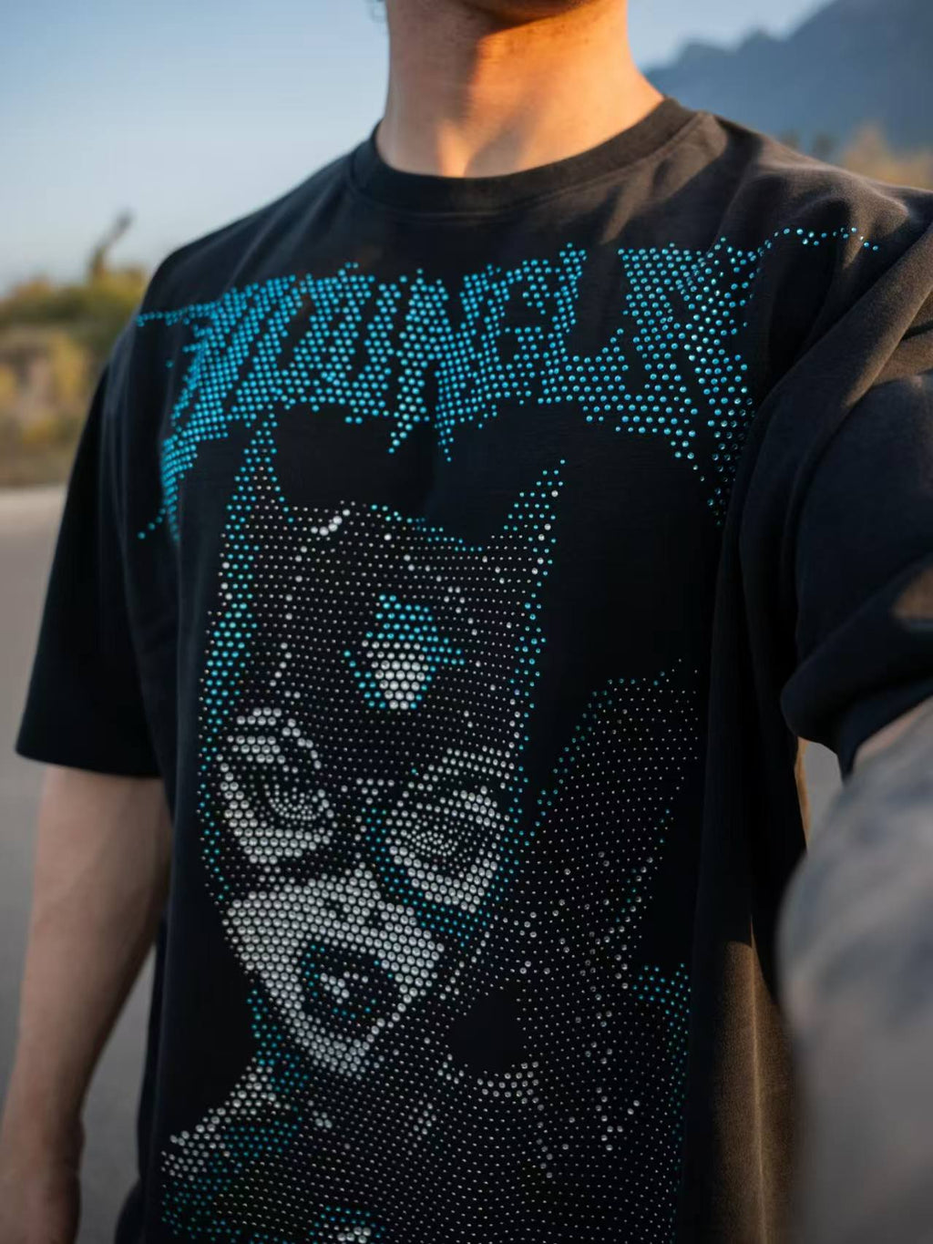 YOUNGLA 4257 Batman Rhinestone Tees
