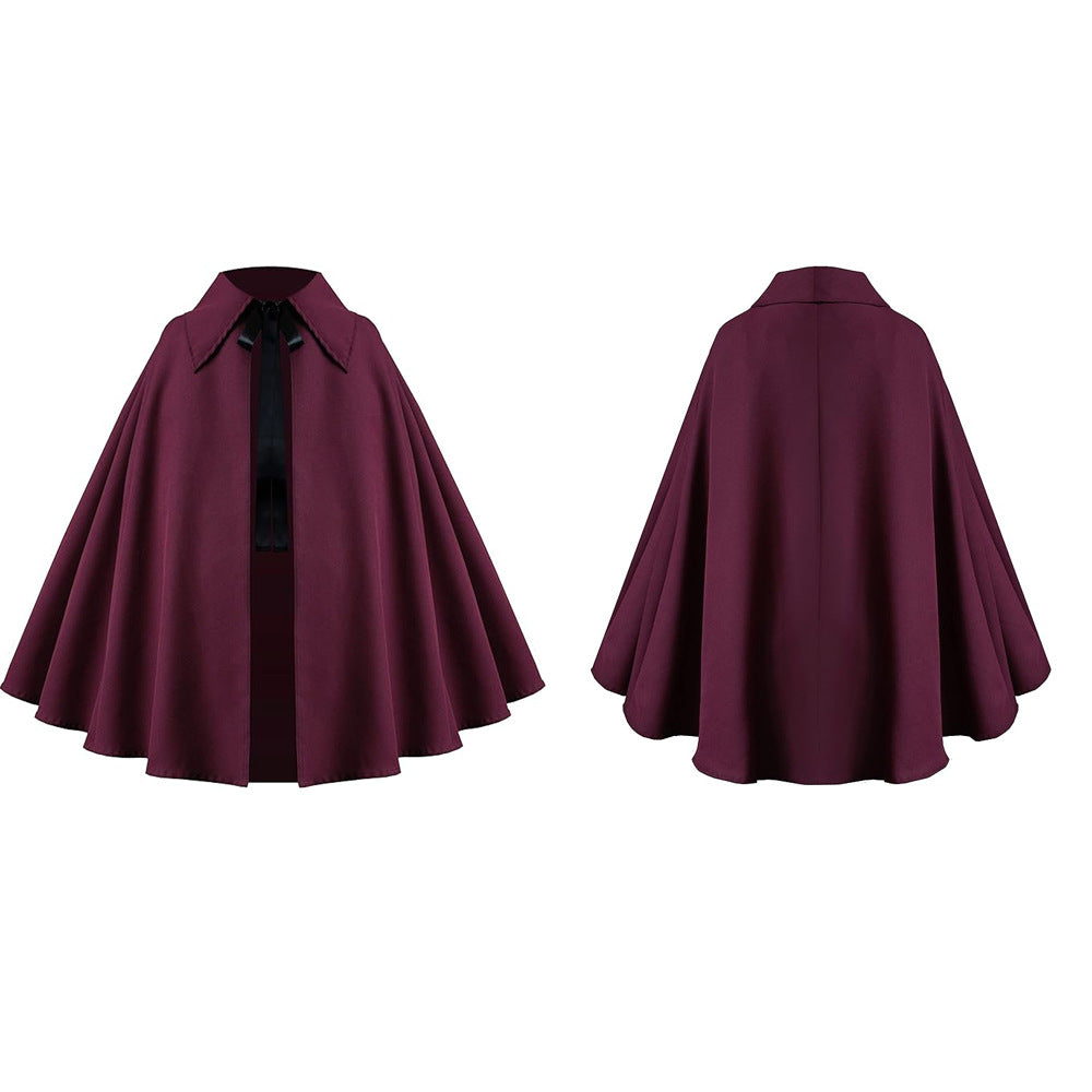 Halloween Medieval Short Cape Stand Collar Multi‑Color Cosplay Cloak