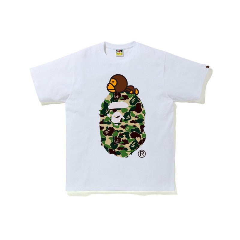 BAPE Camo Shark Ape Head Print Crew Neck Short Sleeve T‑Shirt Unisex