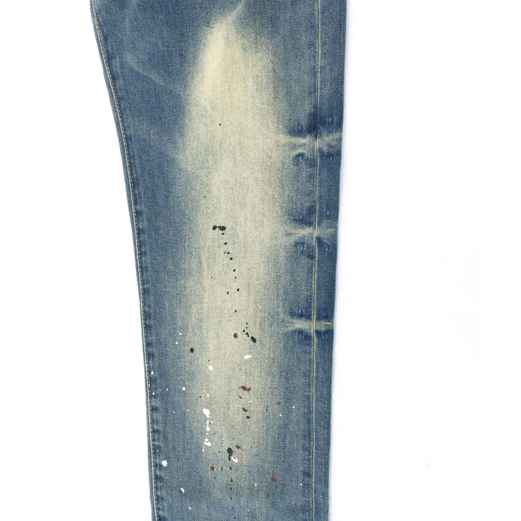 Purple Brand Splash Paint Distressed Skinny Denim Jeans Unisex