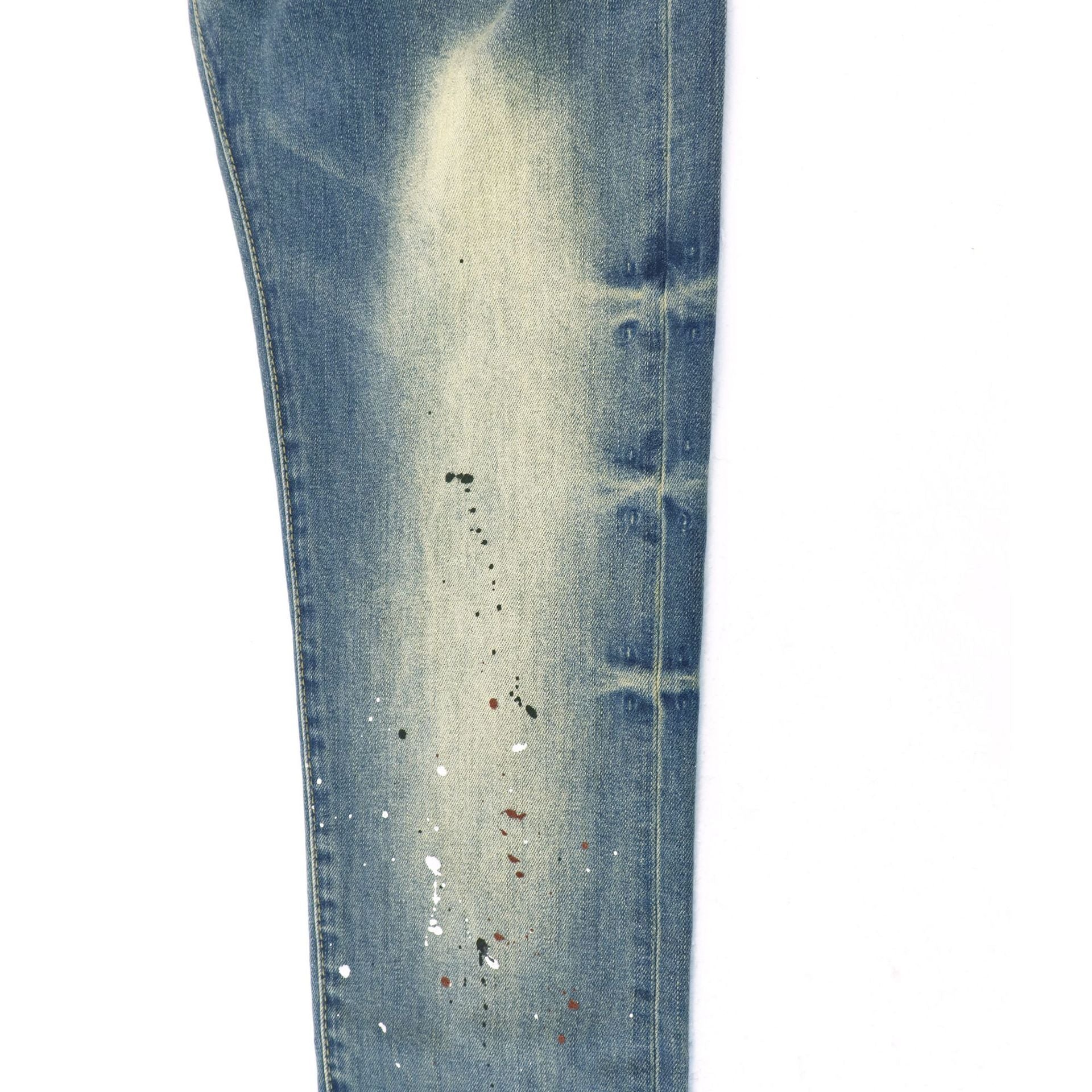 Purple Brand Splash Paint Distressed Skinny Denim Jeans Unisex