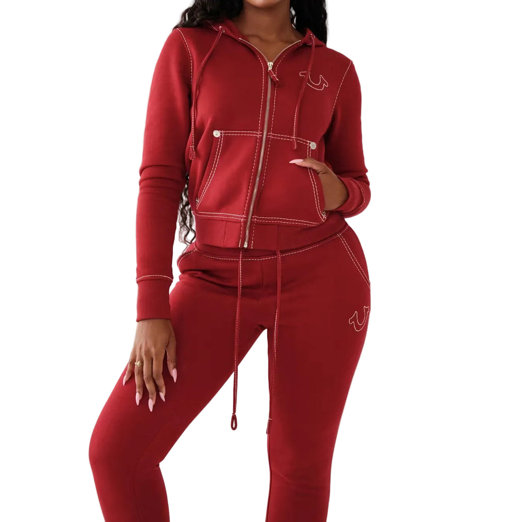 True Religion Y2K Zip Up Hoodie Sweatpants Set Women