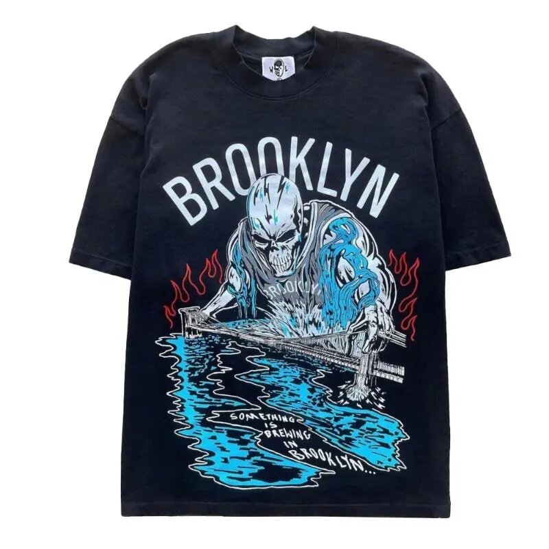 Vintage NBA Team Skelett Grafik Unisex Oversized Streetwear Baumwoll T-Shirt
