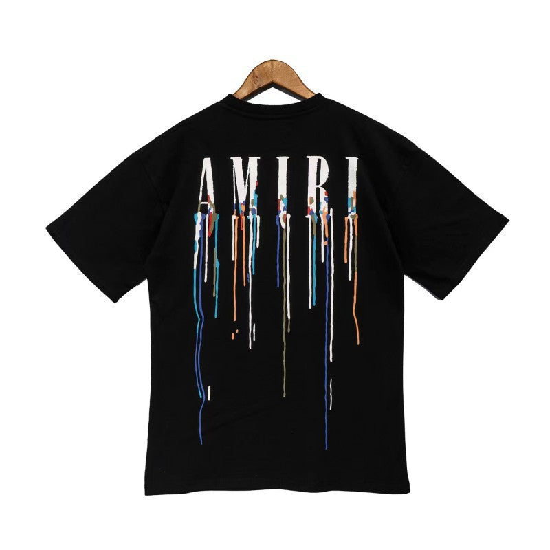 Amiri Multi‑Pattern Letter Graphic Oversized Tee Streetwear Unisex