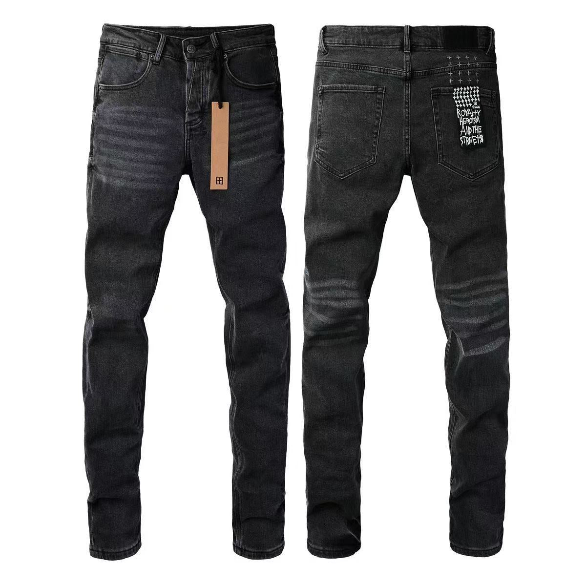 Purple Brand Men Stretch Skinny Ripped Printed Embroidered Denim Jeans