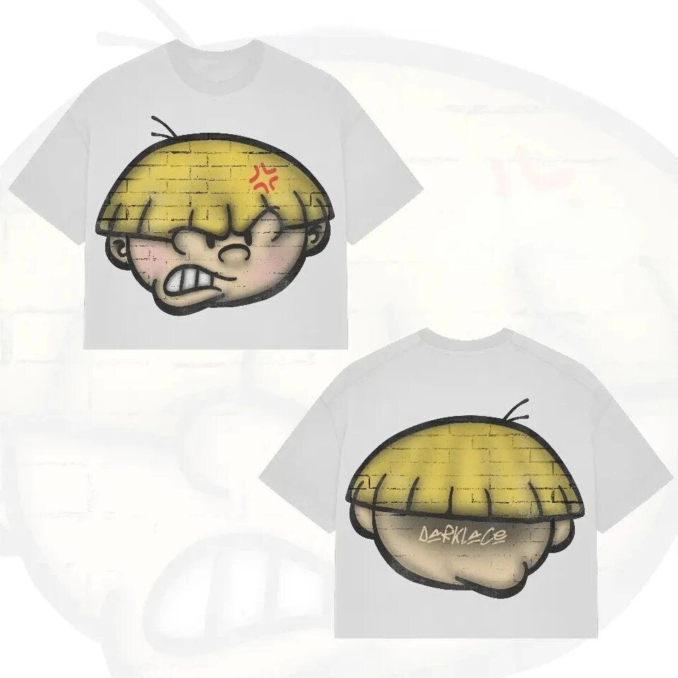 Y2K Punk Cartoon Hip Hop Grafik Unisex Oversized Streetwear Baumwoll-T-Shirt