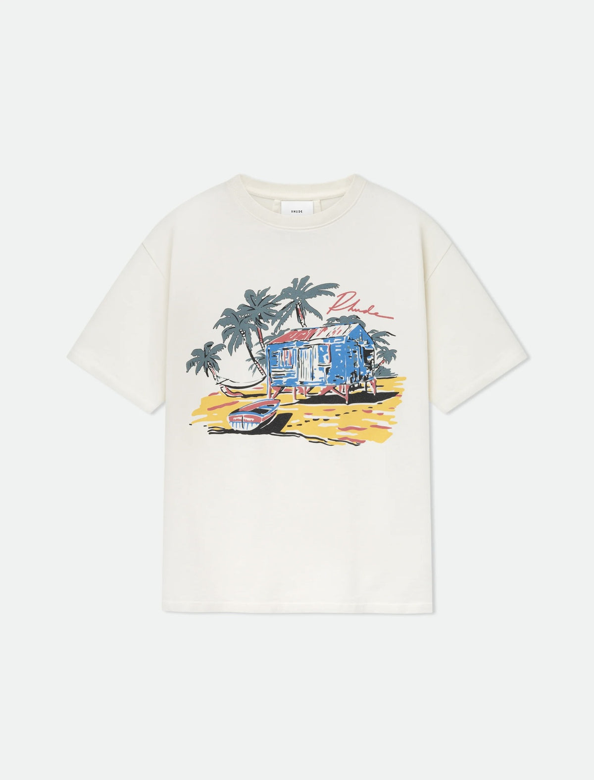 Rhude Vintage Sunset Coconut Tree Graphic Oversized Tee Streetwear