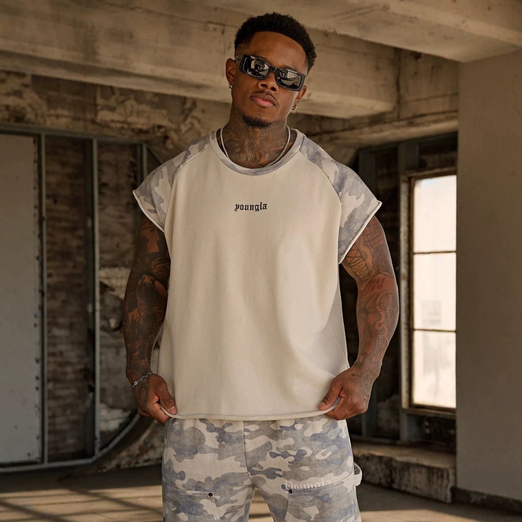 YOUNGLA 4243 Raw Raglan Tanks