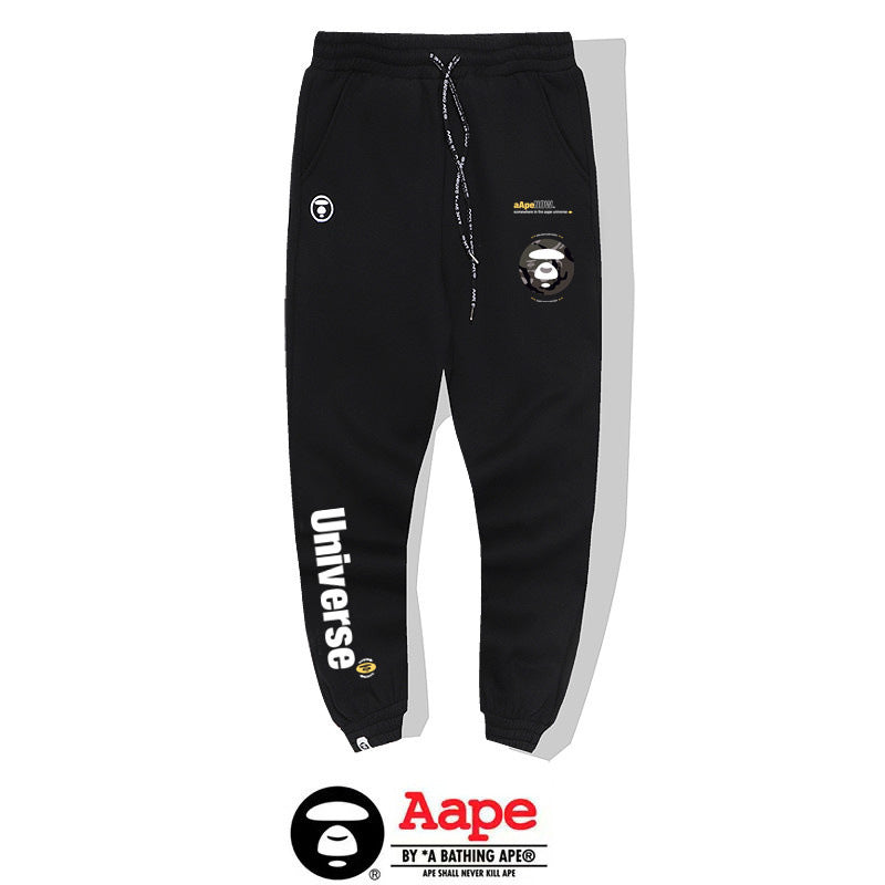 BAPE Aape Ape Face Universe Print Cuffed Jogger Sweatpants Unisex