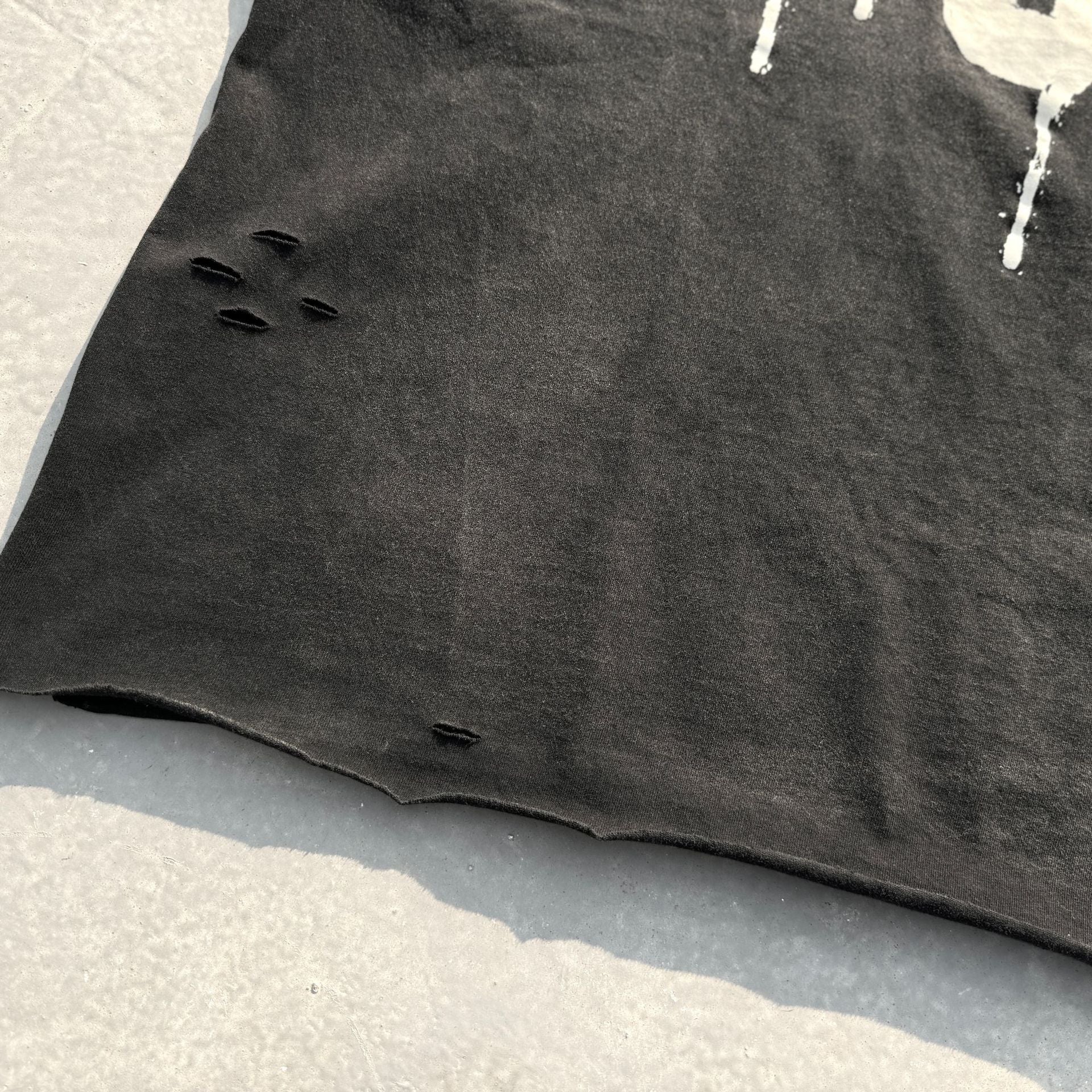 Washed Distressed Drip Letter Print Crew Neck Short Sleeve T Shirt