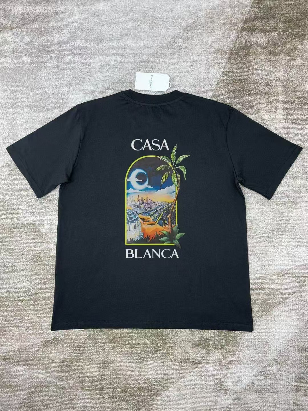 Casablanca Art Graphic Print Loose Unisex Short Sleeve T-Shirt
