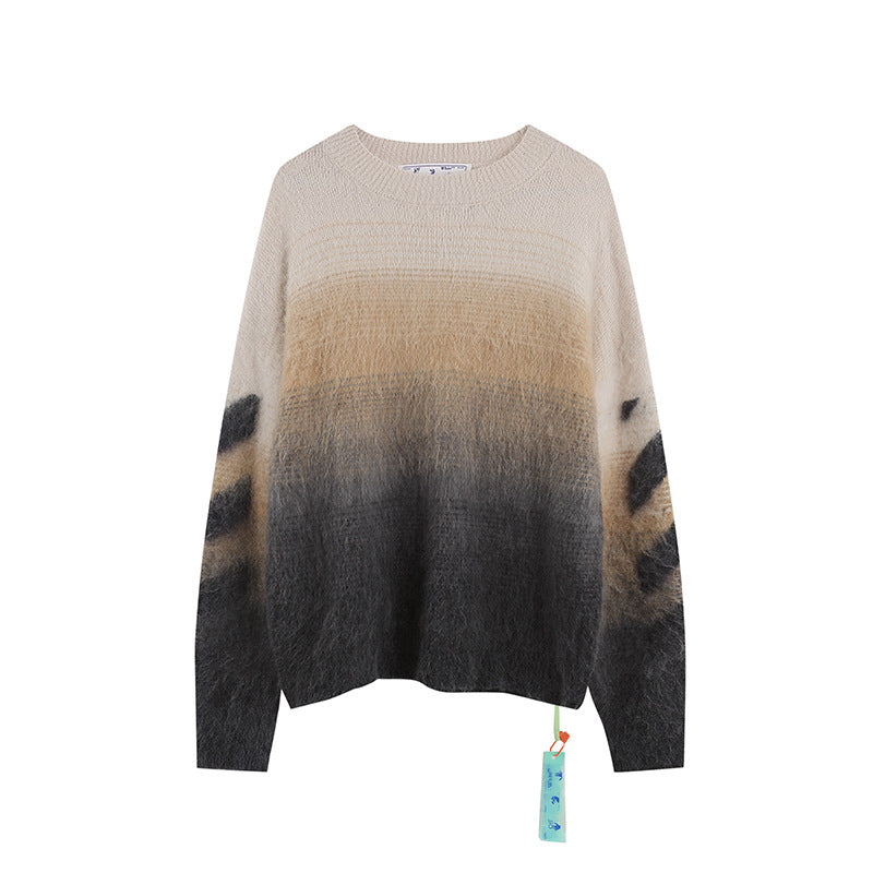 Off-White Arrow Mohair Sweater Gradient Fluffy Knit Pullover & Hoodie