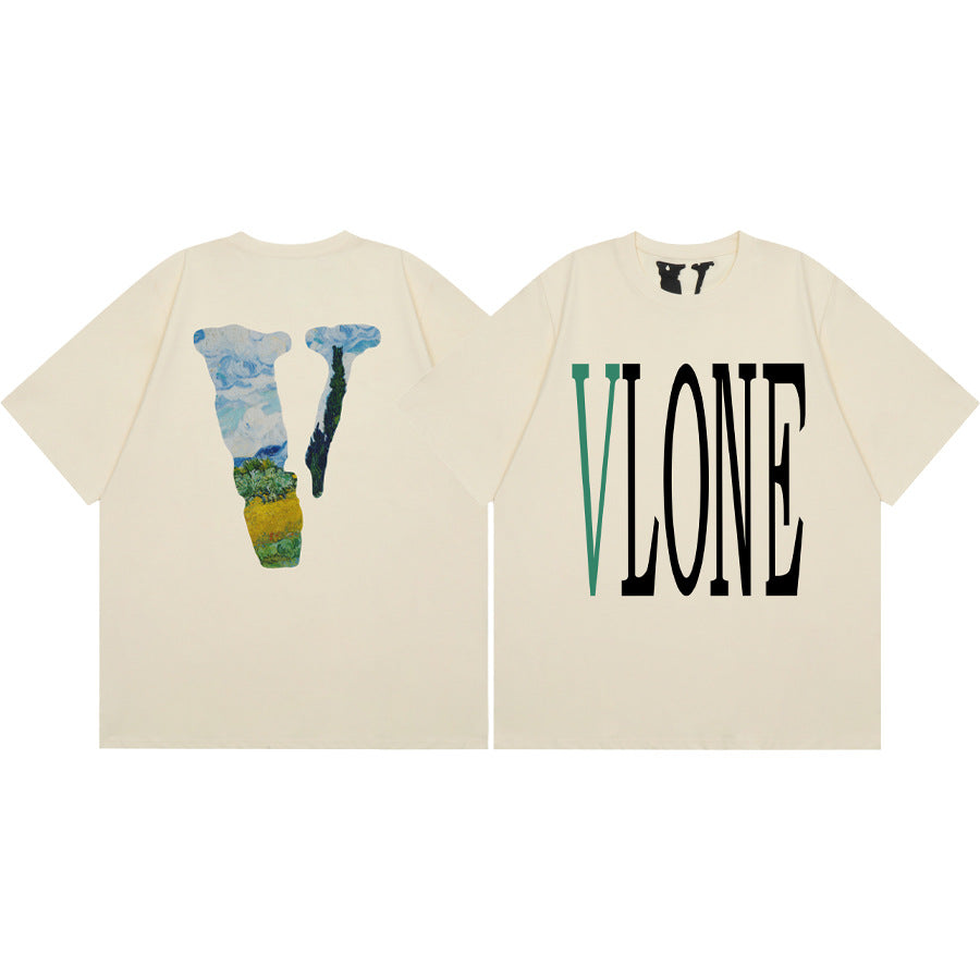 Vlone Big V Letter Graphic Short Sleeve Tee Streetwear Unisex