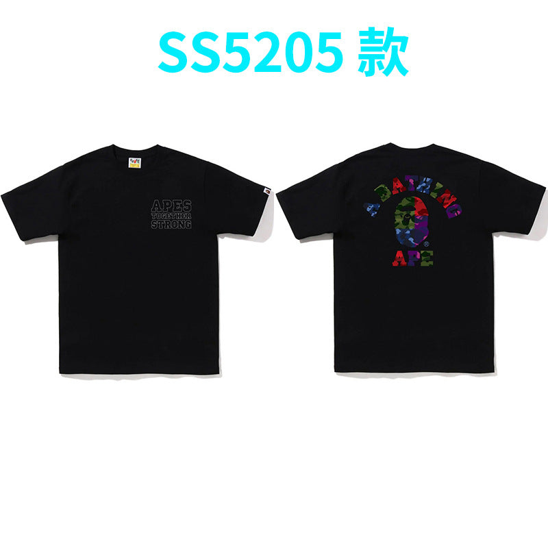 BAPE Shark Camo Graphic Tee Loose Unisex Streetwear T-Shirt