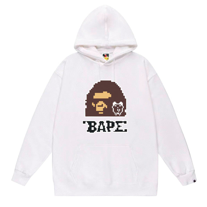 BAPE x Stussy Shark Graphic Hoodie Street Cotton Pullover Sweatshirt