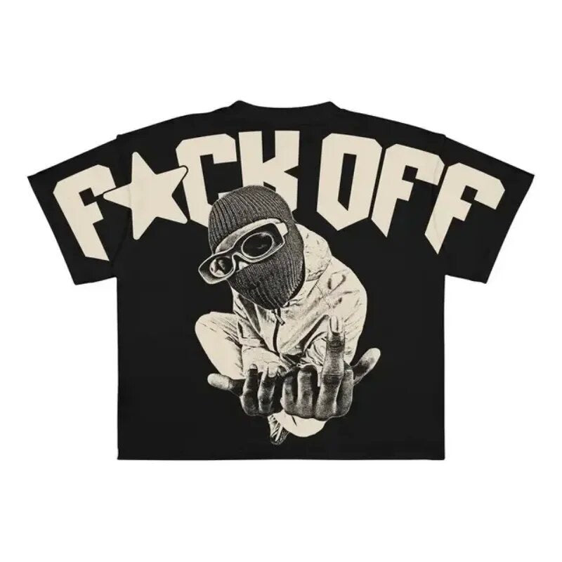 Y2K Punk Gothic Ski Mask Graphic Unisex Oversized Streetwear Tee