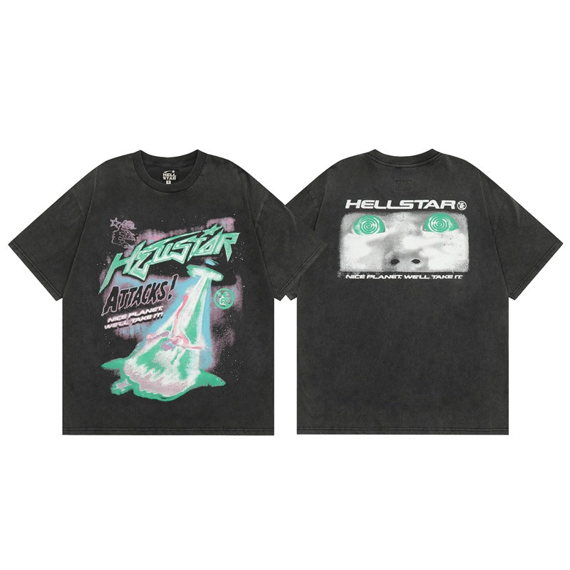 Y2K Hellstar Style Grafik Unisex Oversized Streetwear Baumwoll-T-Shirt