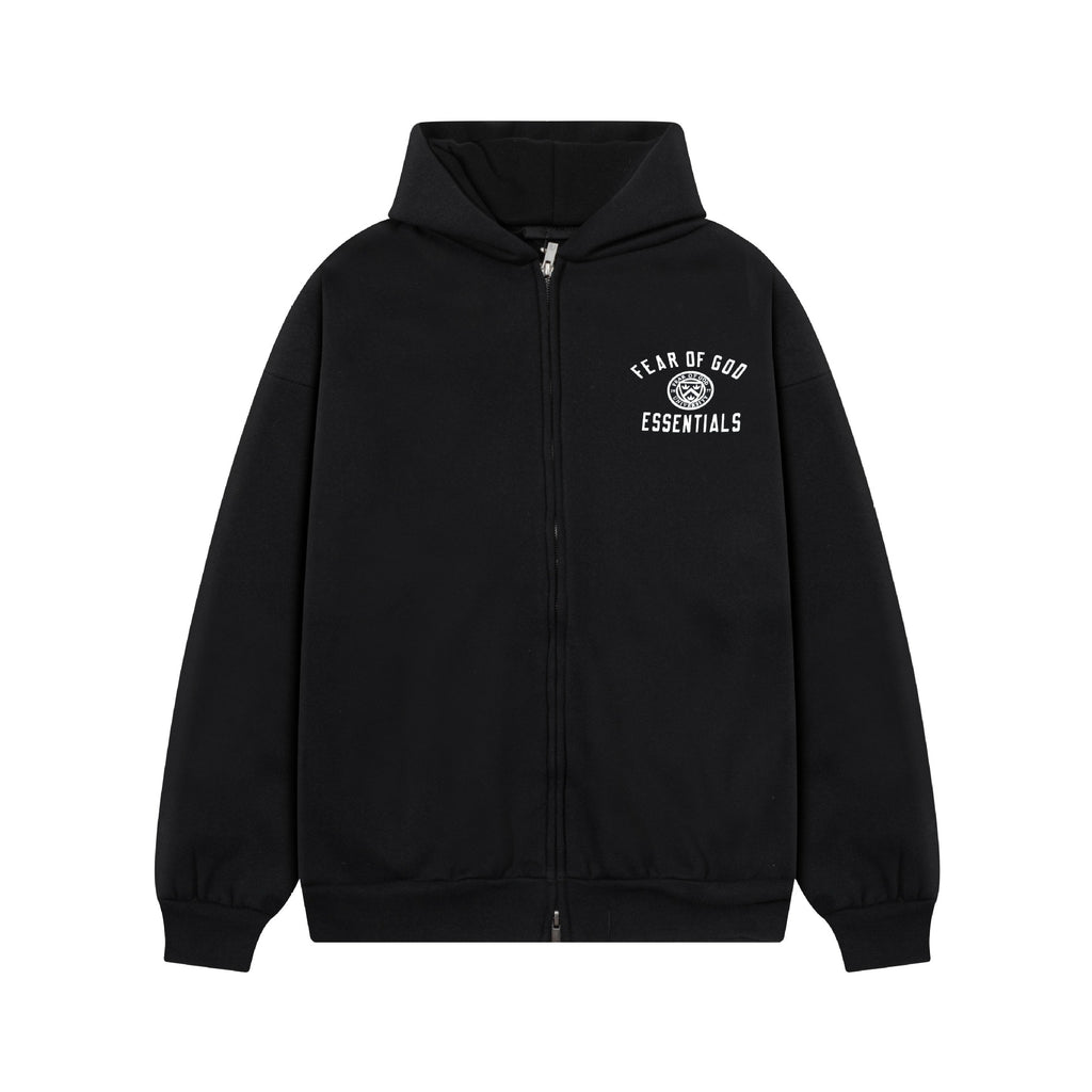 FOG Essentials Emblem Letter Zip Up Hoodie Unisex