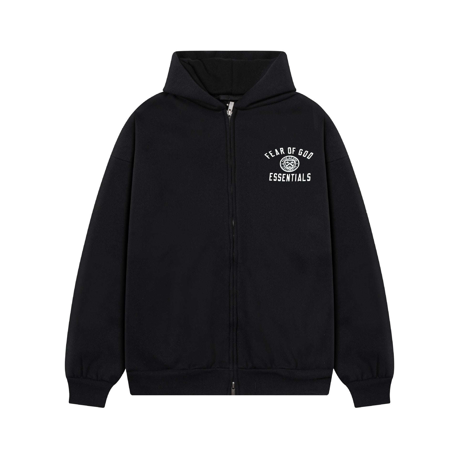 FOG Essentials Emblem Letter Zip Up Hoodie Unisex