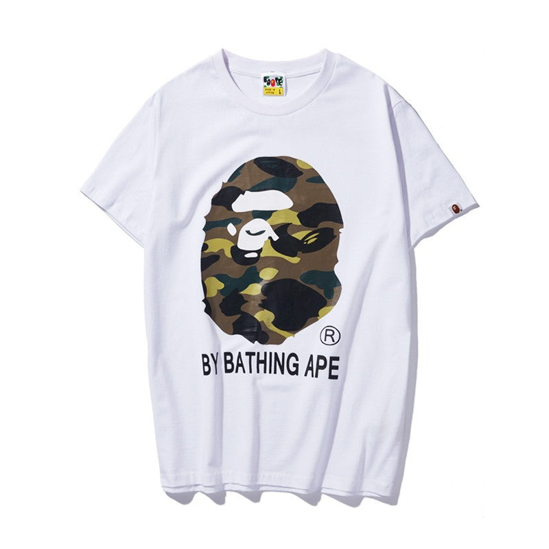 BAPE Camo Shark Ape Head Print Crew Neck Short Sleeve T‑Shirt Unisex