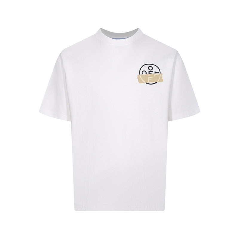 Tape Arrow Graphic Print Streetwear Crew Neck Short Sleeve T Shirt