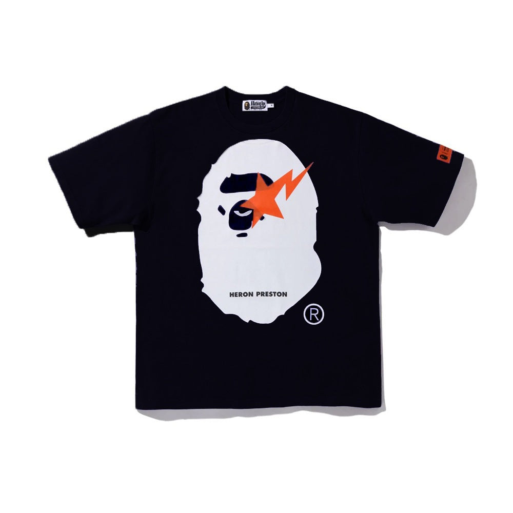 BAPE Camo Shark Ape Head Print Crew Neck Short Sleeve T‑Shirt Unisex