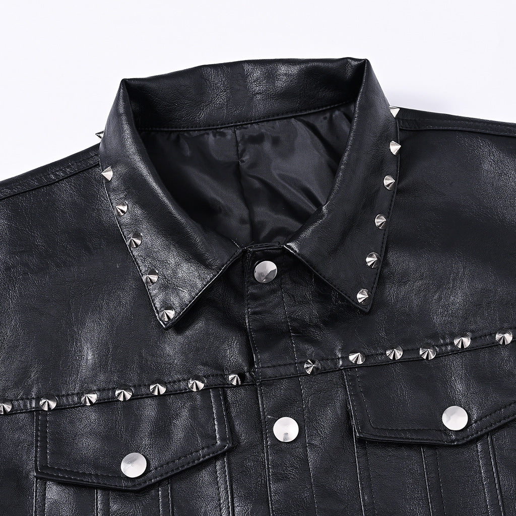 Rivet Biker Punk Faux Leather Vest Unisex Sleeveless Waistcoat