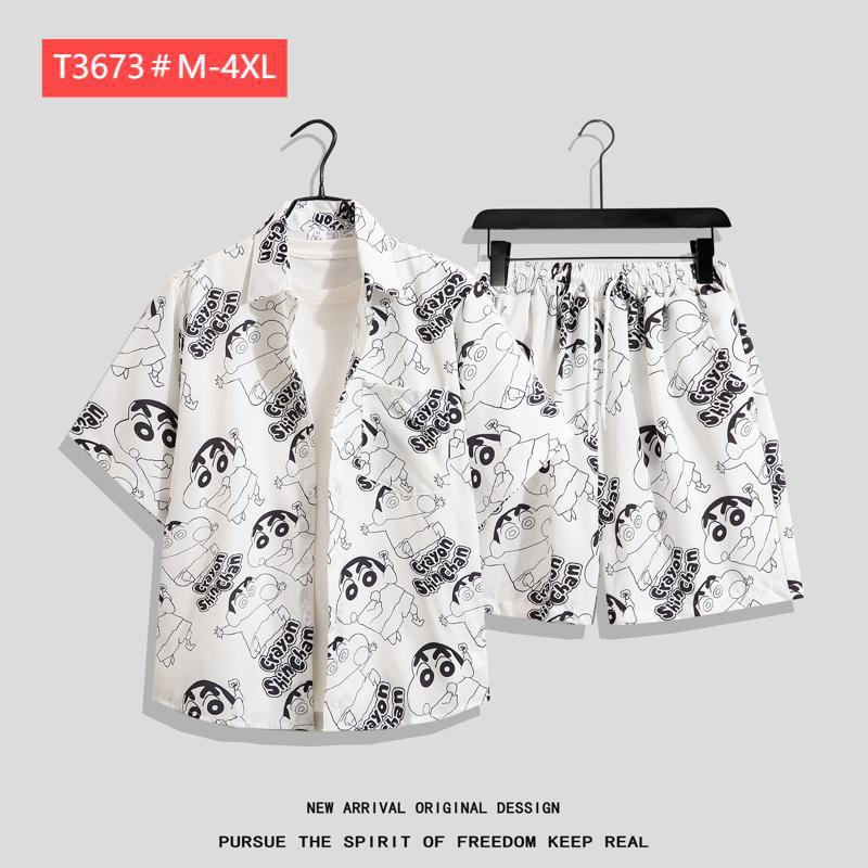 Couple Hawaiian Floral Set Loose 5 Inch Shorts T3664-T3699