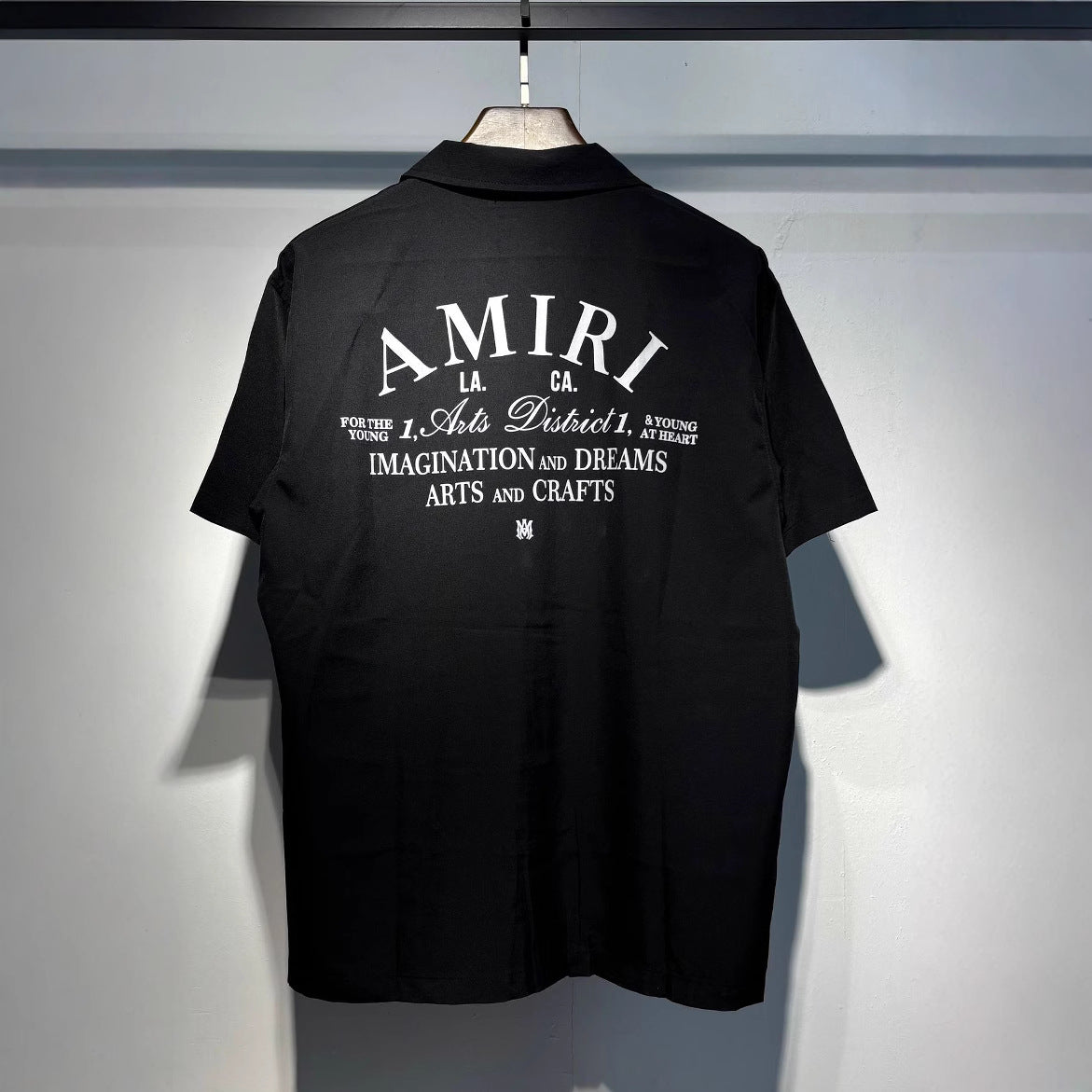 Camp Collar Arch Letter Print Loose Short Sleeve Shirt
